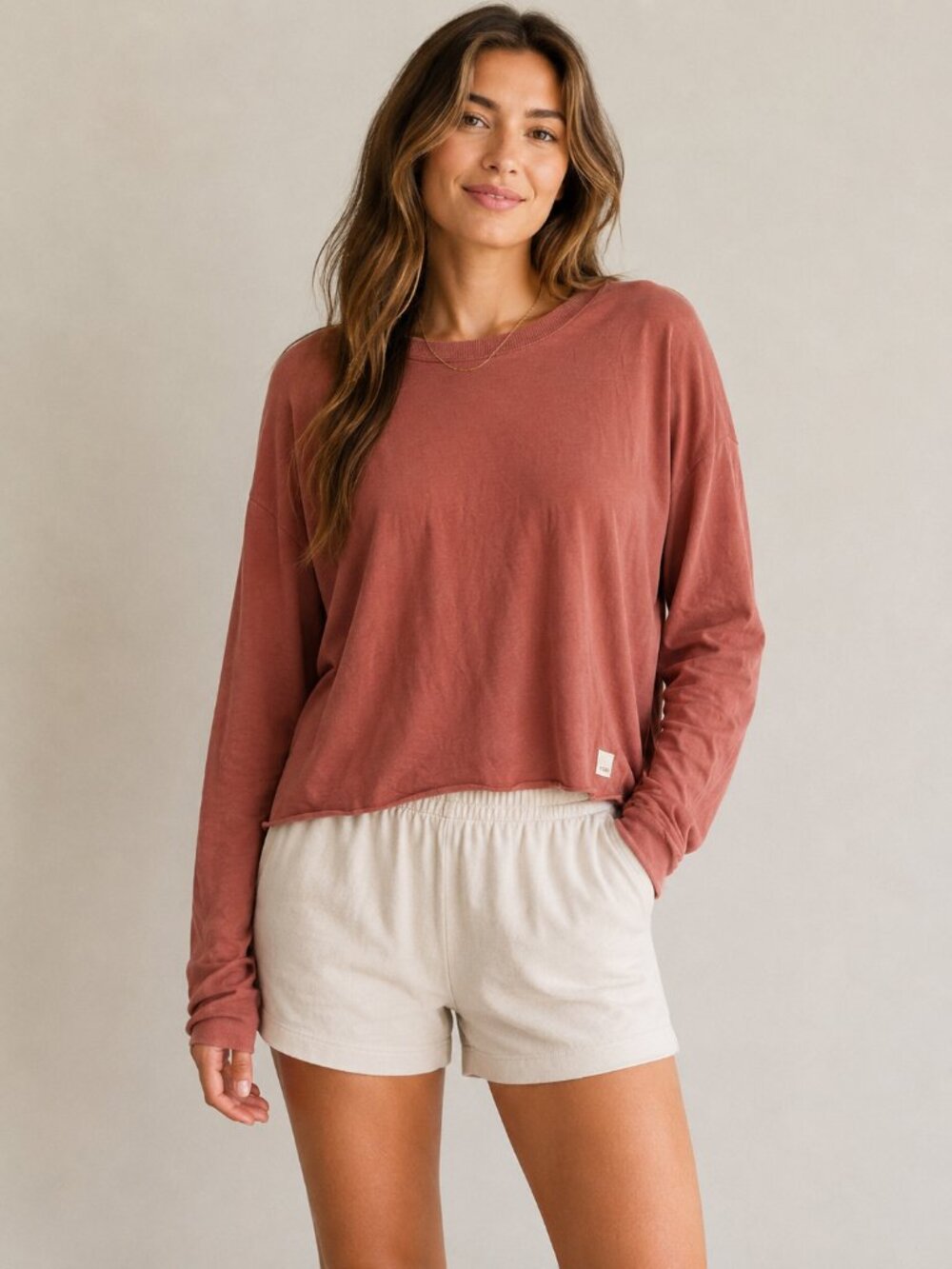 Vuori Coast Tee Long Sleeve Rosewood Size Medium